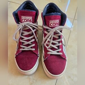 Converse Cons Maroon High-Top Sneakers, UNISEX, W 7.5, M 6.